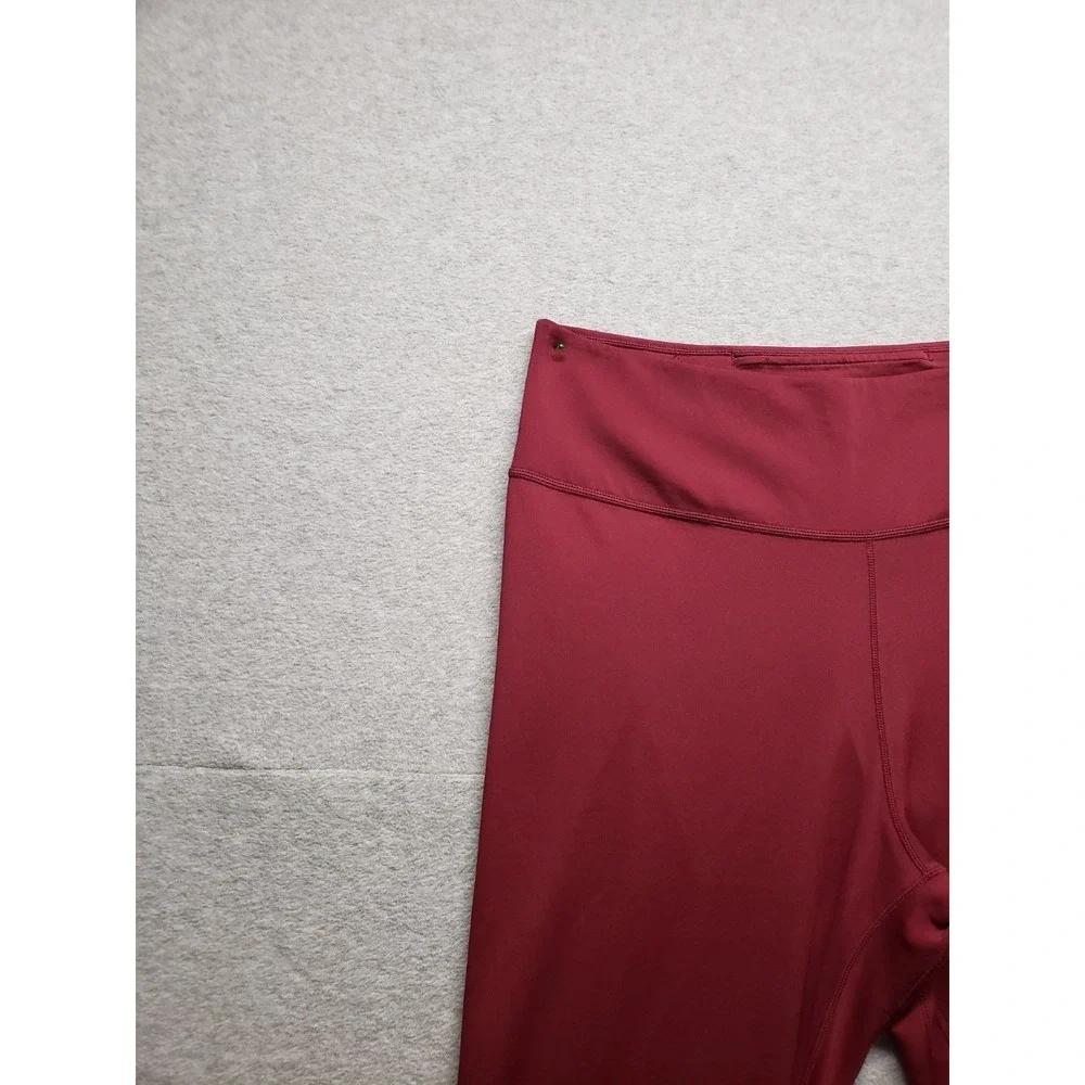Nike Dri Fit Women Athletic‎ Leggings L Red High Waistband Pull On Logo Active